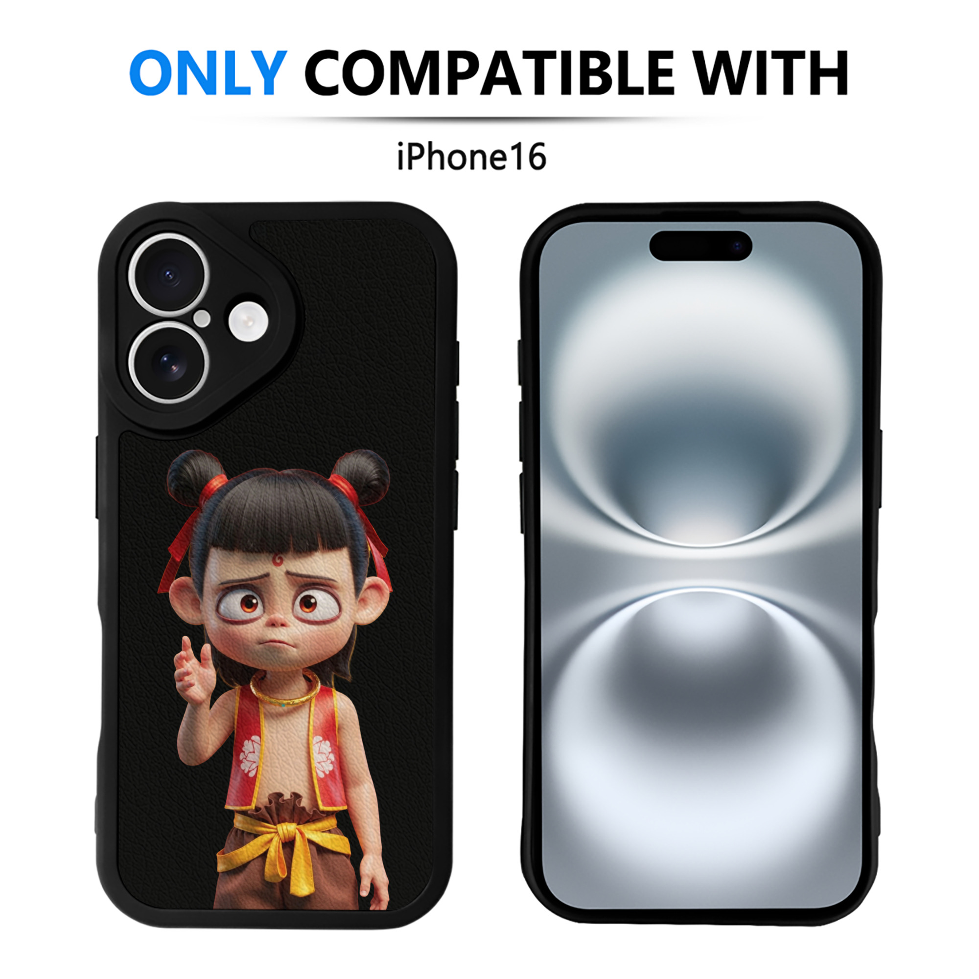 （画像用） Ne Zha 2 ナタ 魔童の大暴れ 【iPhone 16シリーズ対応】シリコンスマホケース（レザー調） 材質：シリコン